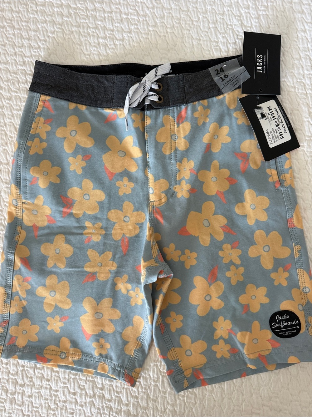 Jacks Surfboards Boys Blue Floral Swim Trunks